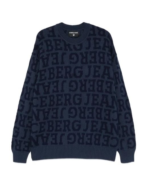 Maglione Con Logo A Intarsio di Iceberg in Blue da Uomo