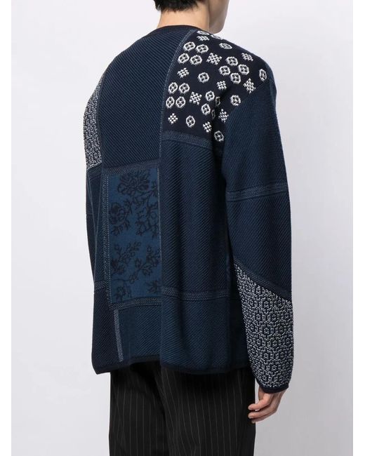 Roberto Cavalli Blue Patchwork-Effect Sweatshirt for men