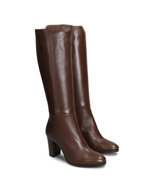 Julie Dee Brown Side-Zip Leather Boots
