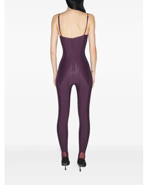 Mugler Purple Corset-Detail Jumpsuit