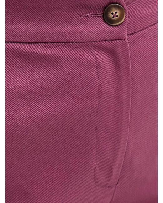 Benetton Purple Pantalon Court À Boutonnière