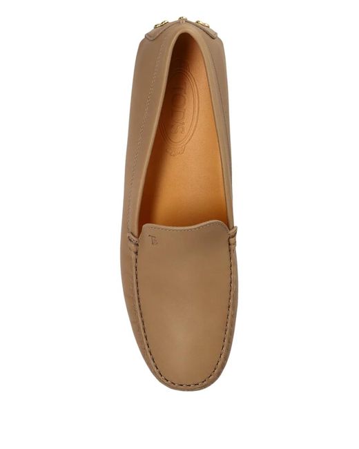 Tod's Brown Metal Detailing Leather Gommino Loafers