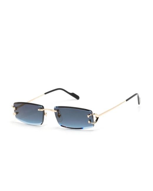 Cartier Blue Rectangle-Frame Sunglasses
