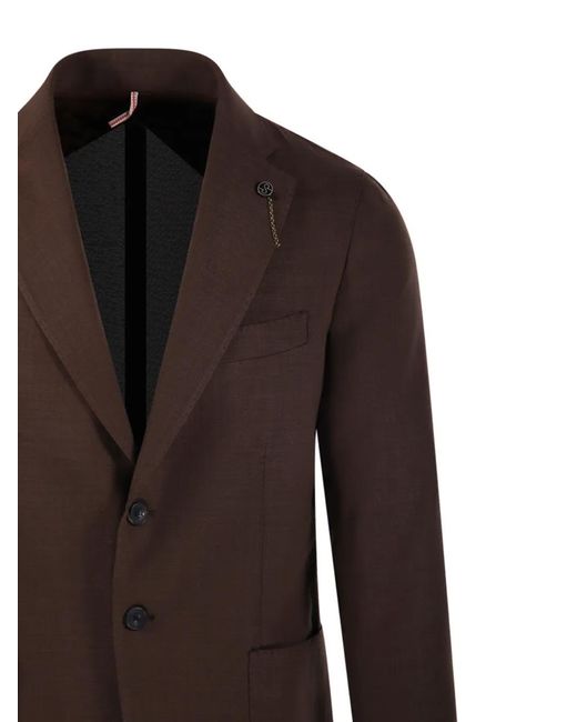 Santaniello Brown Buttoned Blazer for men