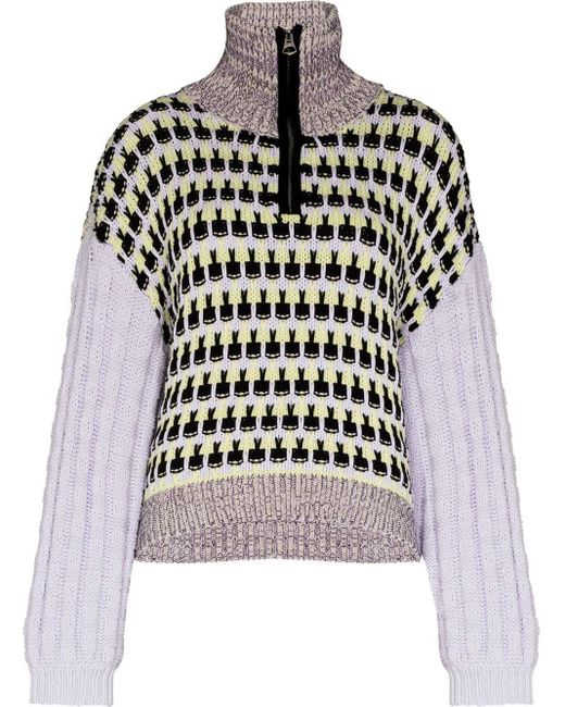 Stine Goya Cotton Julie Knitted Half-zip Jumper in Purple | Lyst UK