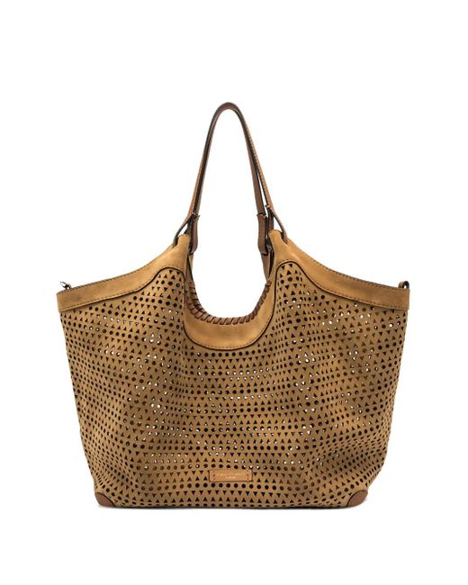 Gianni Chiarini Brown Dua Perforated Leather Tote Bag