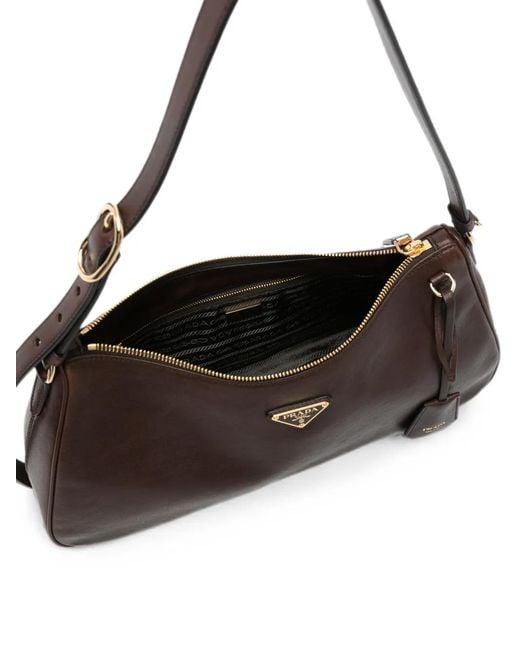 Prada Black Logo-Plaque Shoulder Bag