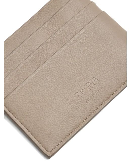 Tarjetero con placa del logo Zegna de hombre de color Natural