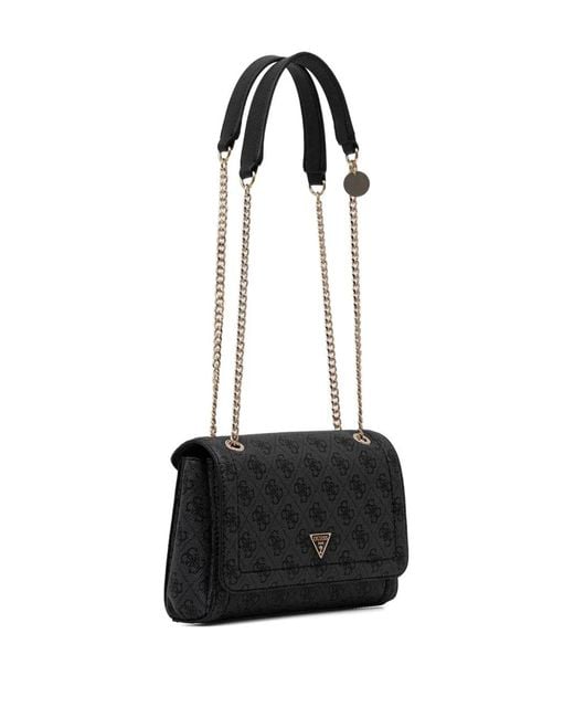 Guess Black Monogram-Pattern Satchel Bag