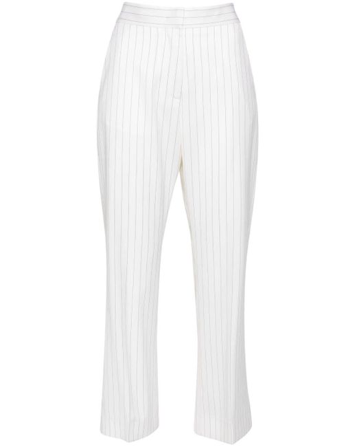 MSGM White Pinstripe-print Cropped Trousers