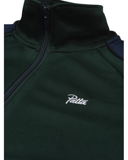 PATTA Green Zip-Up High-Collar Sweatshirt for men