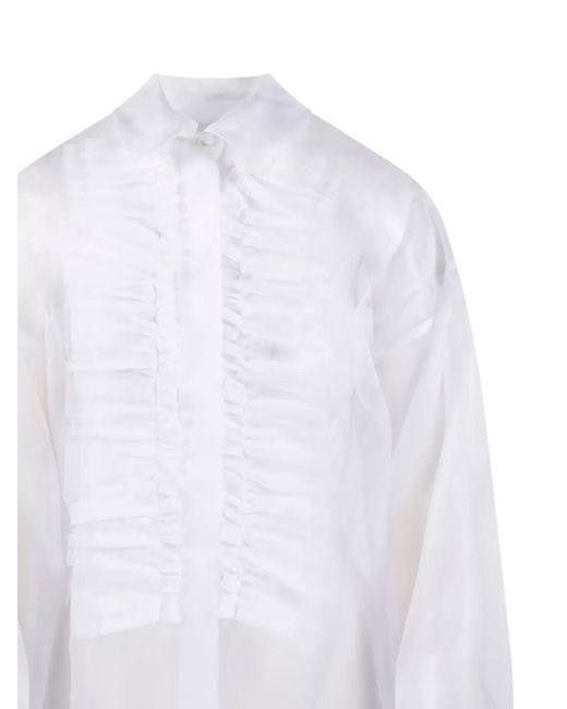 P.A.R.O.S.H. White Ruffle-Detail Shirt