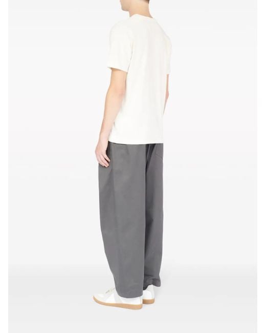 Maison Margiela White Reverse Cotton T-shirt With Backward Logo Embroidery