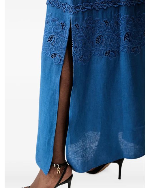 Ermanno Scervino Blue Life Lace-Panelled Cut-Out Maxi Dress