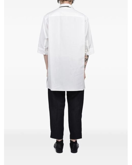 Yohji Yamamoto White Two-Tone Short-Sleeved Shirt for men