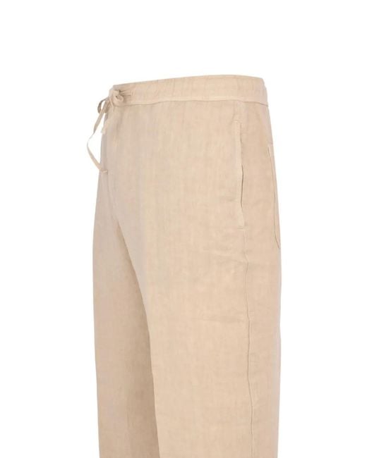 120% Lino Natural Pantalon À Lien De Resserrage for men
