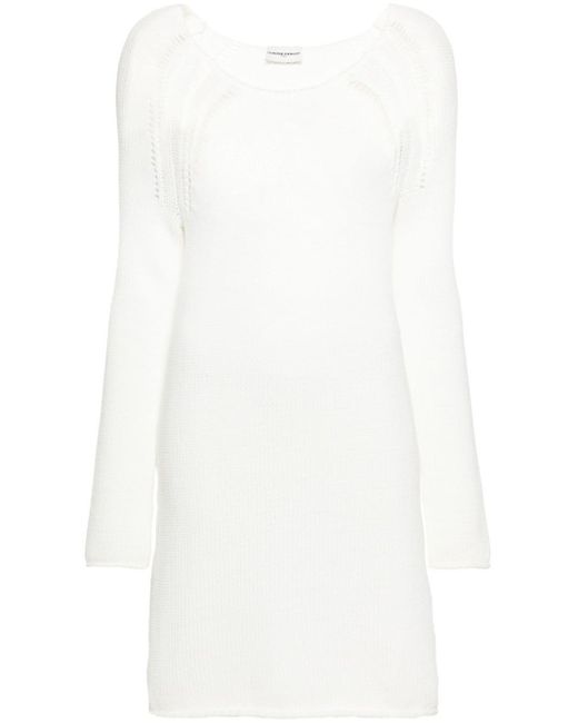 Claudie Pierlot White Asymmetric Chunky-knit Midi Dress