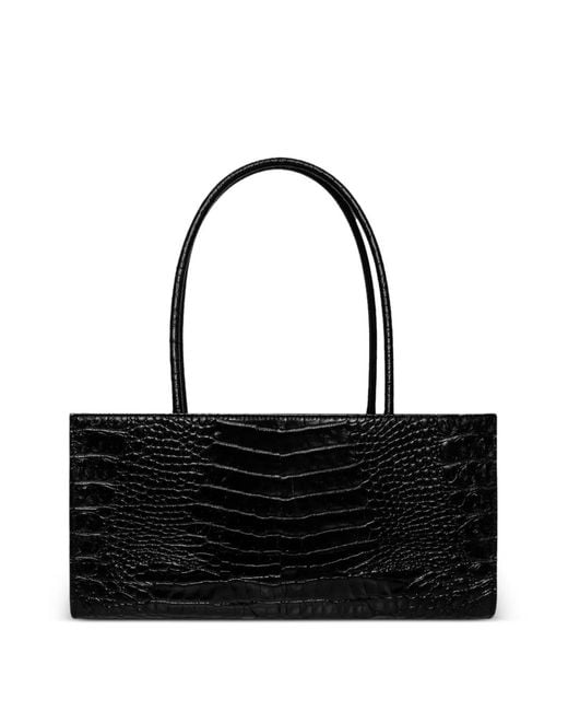 SEEN USERS Black Aura Croc-Effect Shoulder Bag