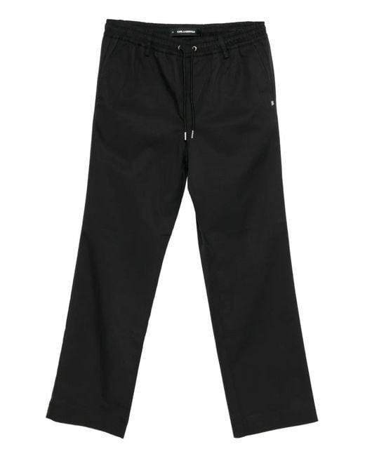Karl Lagerfeld Black Logo-Plaqued Straight-Leg Trousers for men