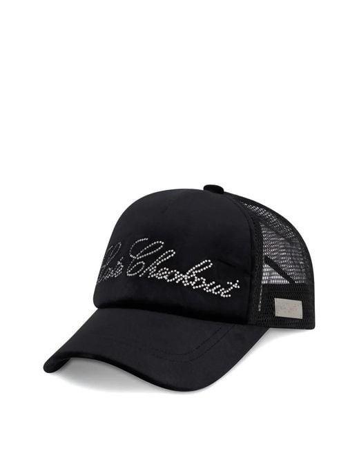 Philipp Plein Black Late Checkout Crystals Baseball Cap