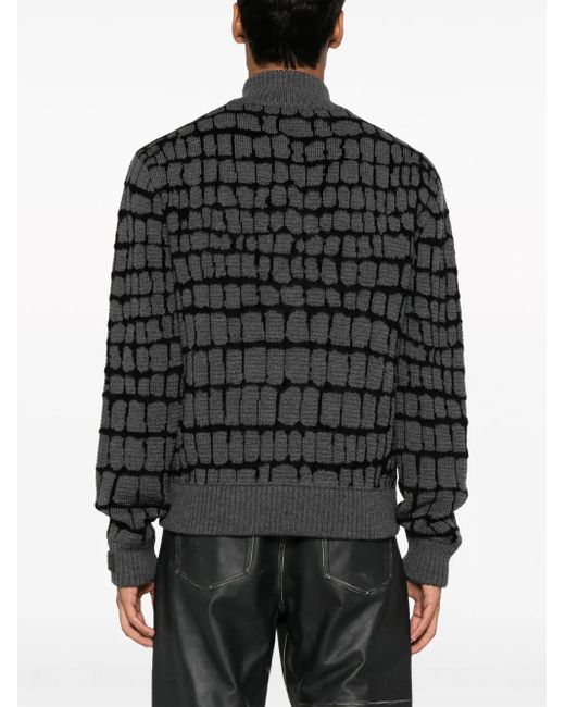 Versace Black Crocodile-Jacquard Zip-Up Sweatshirt for men