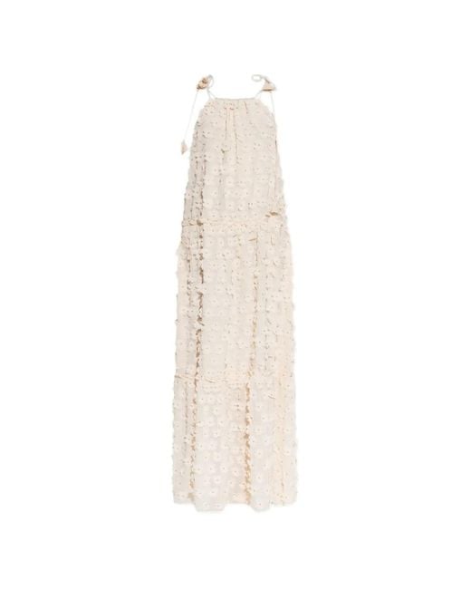 Munthe White Floral-Detail Maxi Dress