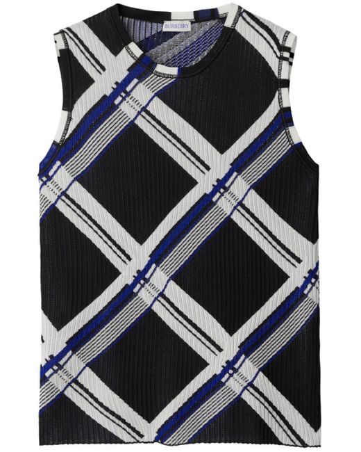 Burberry Black Checked Silk Knitted Vest