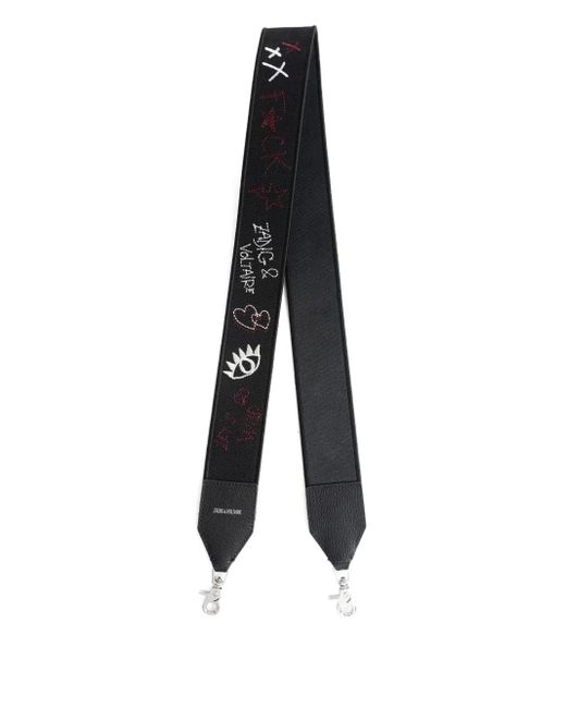 Zadig & Voltaire Black Embroidered-Details Bag Strap