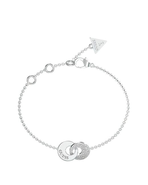 Guess White Pavé-Set Interlocking-Link Bracelet