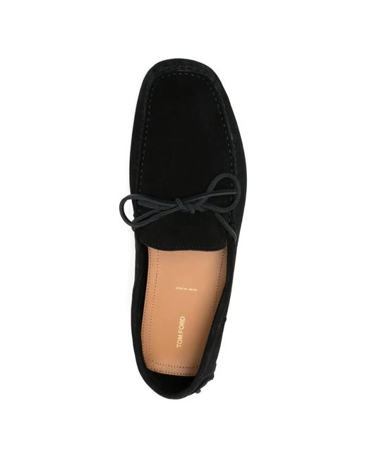 Tom Ford Black Suede Tie Loafers for men