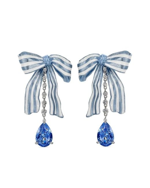 Anabela Chan Blue 18Kt Vermeil Gingham Sapphire And Diamond Earrings