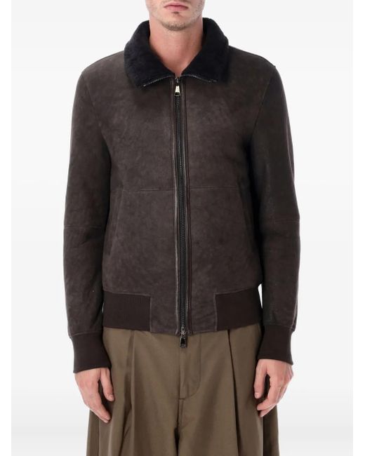 S.W.O.R.D Black Zip-Fastening Leather Jacket for men