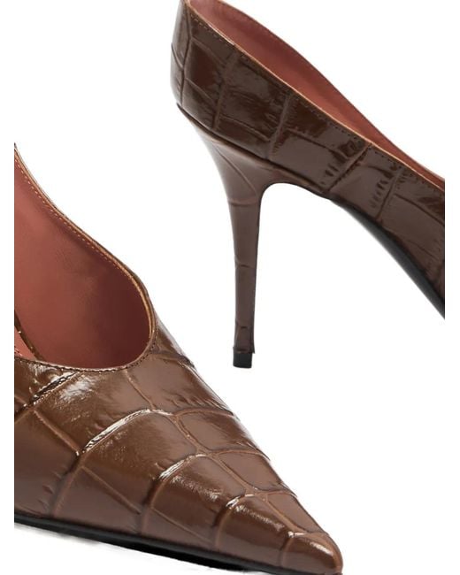 AMINA MUADDI Brown Escarpins À Effet Peau De Crocodile