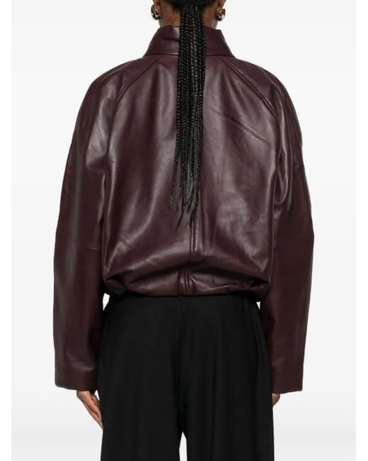 IRO Brown Raglan-Sleeve Leather Jacket