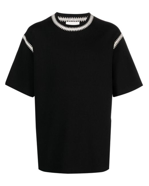 Nanushka T-Shirt mit gehäkelten Borten in Black für Herren