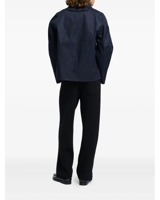 Barrie Blue Button-Fastening Cotton Raincoat