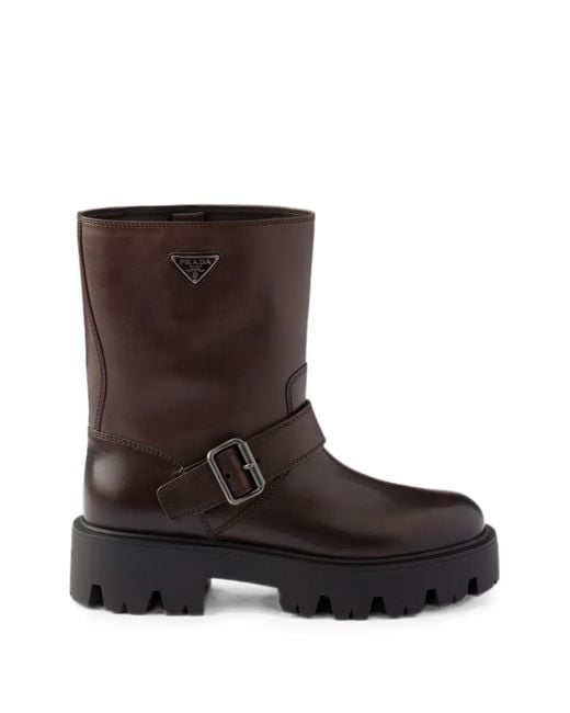 Prada Brown Leather Booties