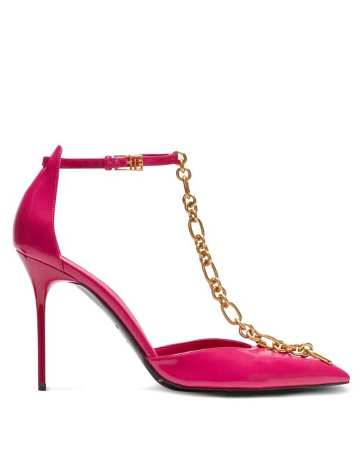 Balmain Pink Sync Shiny Pointed-Toe Pumps