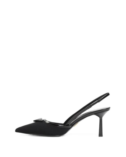 Prada Black Logo-Plaque Slingback Pumps