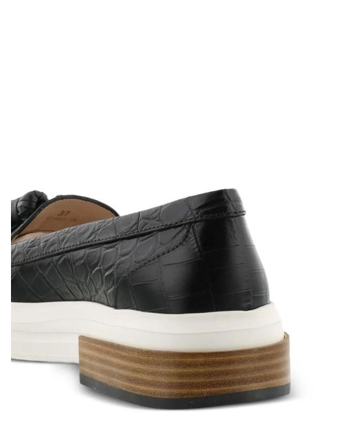 Tod's Black Crocodile-Embossed Loafers