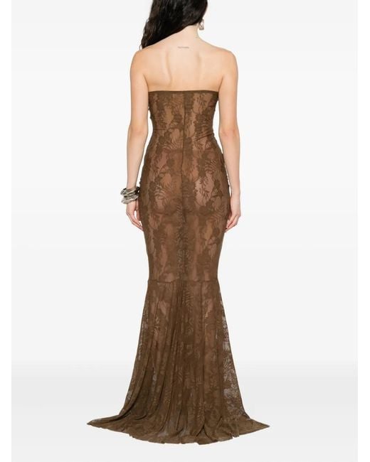 Norma Kamali Brown Strapless Fishtail Maxi Dress
