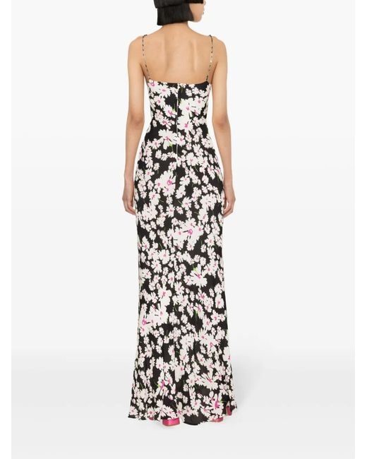 MSGM White Floral-Print Crepe Maxi Dress