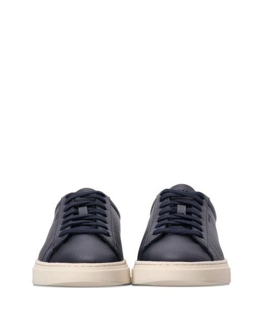 Boss Blue Leather Lace-Up Sneakers for men