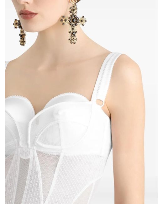 Dolce & Gabbana White Corset-Style Midi Dress