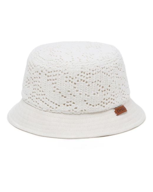 Drole de Monsieur White Cotton Blend Bucket Hat for men