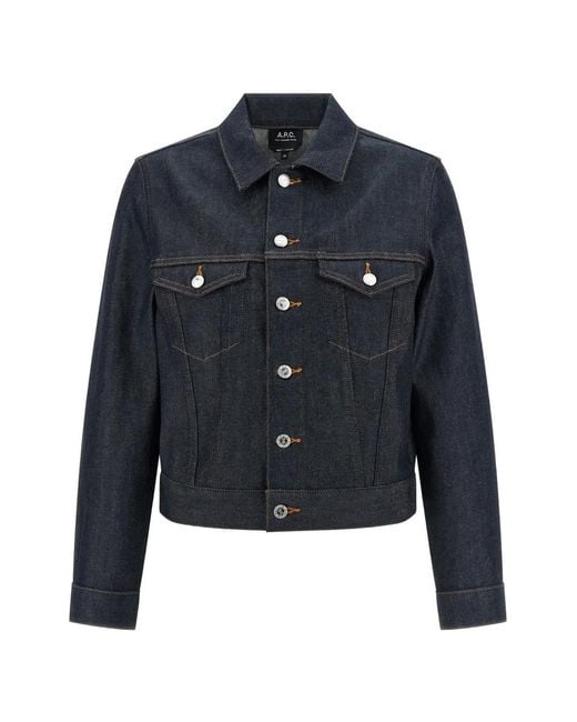 A.P.C. Blue Dion Contrast-Stitching Jacket