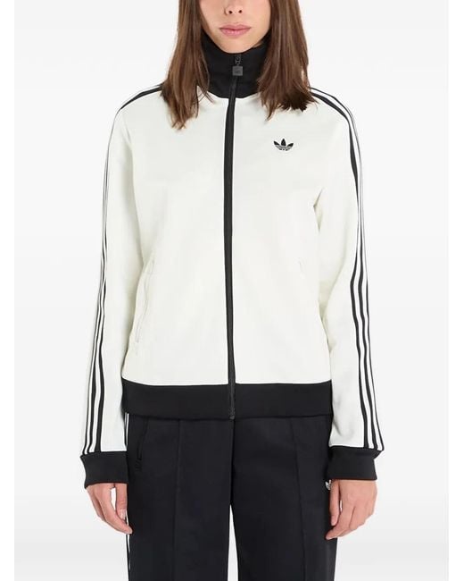 adidas レディース ホワイト Classic Tt ジップアップ スウェットシャツ