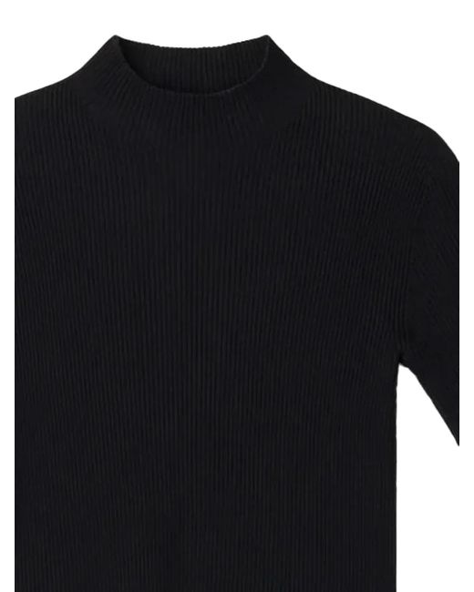 CFCL Black Portrait Fine-Ribbed T-Shirt
