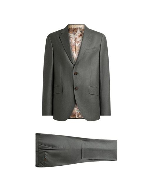 Etro Gray Single-Breasted Suit for men