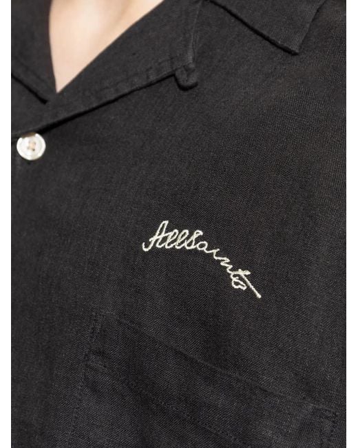 AllSaints Black Wilder Embroidered Shirt for men